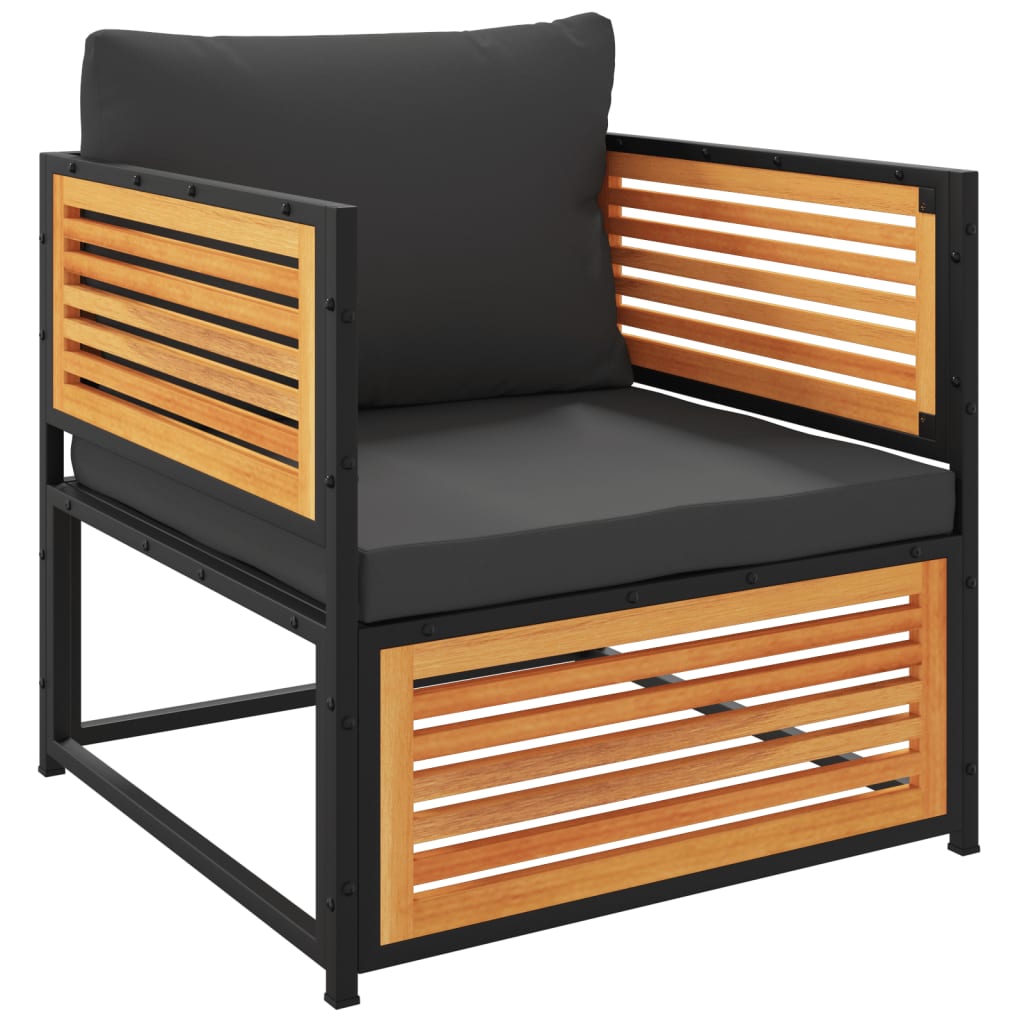 loungesæt til haven 6 dele med hynder massivt akacietræ