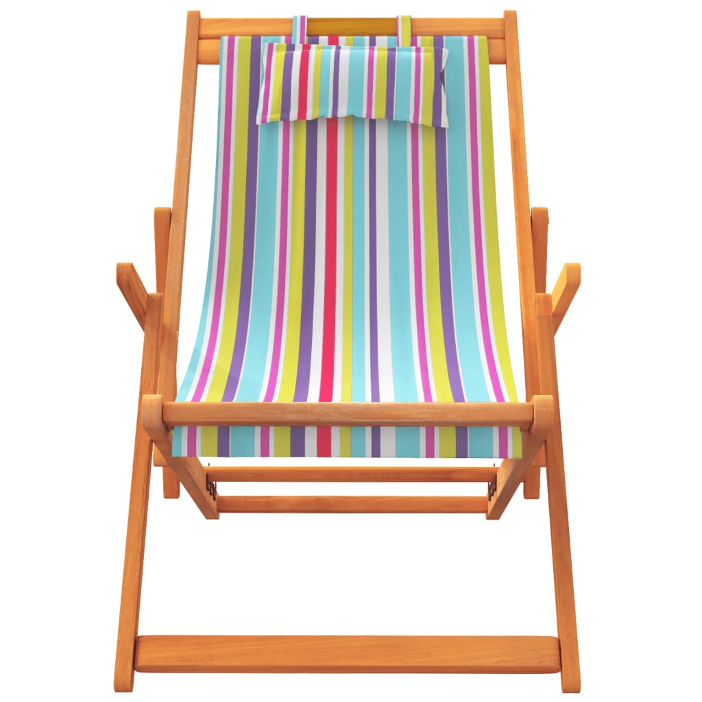 foldbare strandstole 2 stk. stof flerfarvet