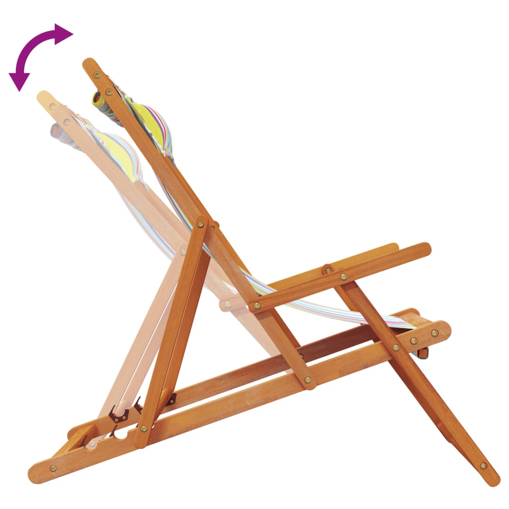 foldbare strandstole 2 stk. stof flerfarvet