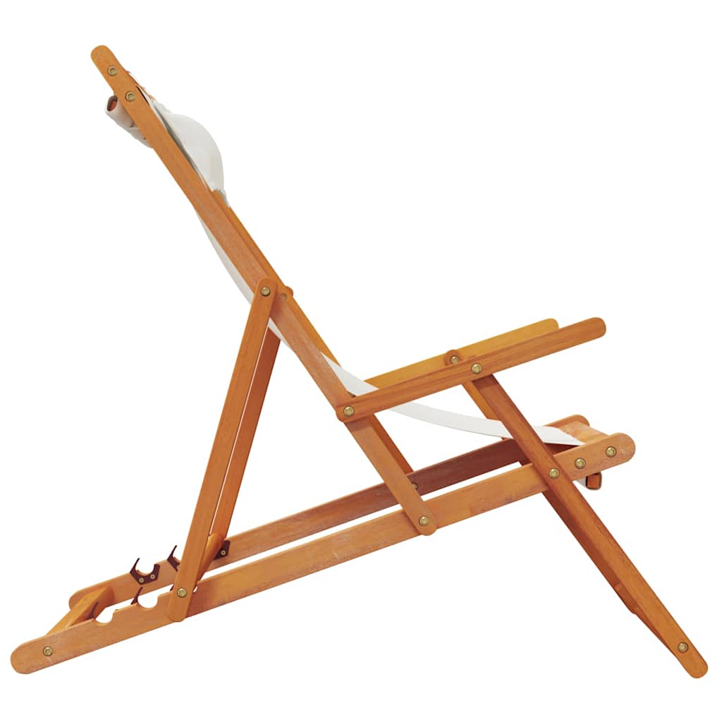 strandstole 2 stk. foldbare stof cremefarvet