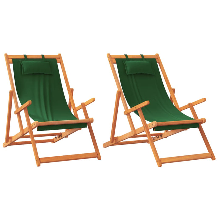 foldbare strandstole 2 stk. stof grøn