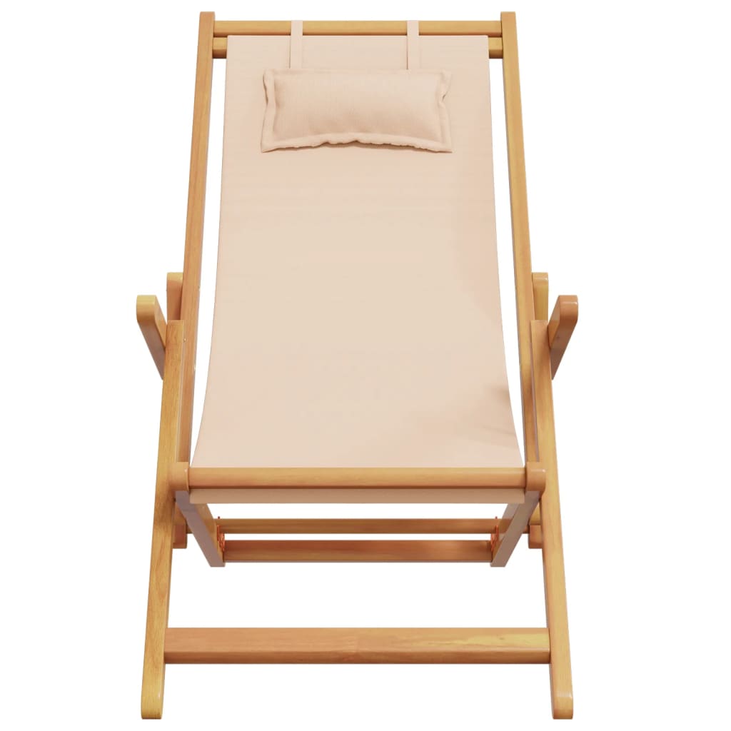 strandstole 2 stk. foldbar stof og massivt træ beige