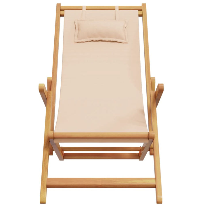 strandstole 2 stk. foldbar stof og massivt træ beige