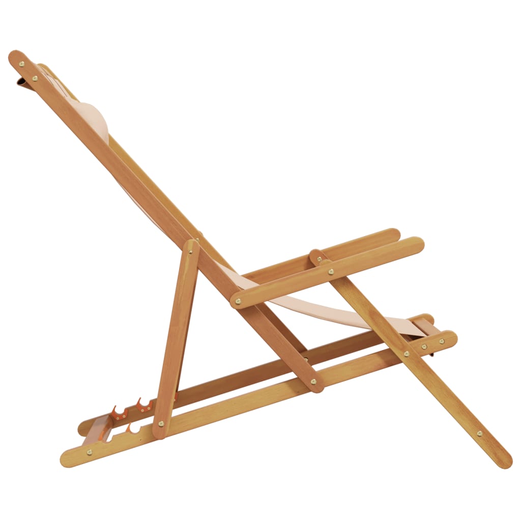 strandstole 2 stk. foldbar stof og massivt træ beige