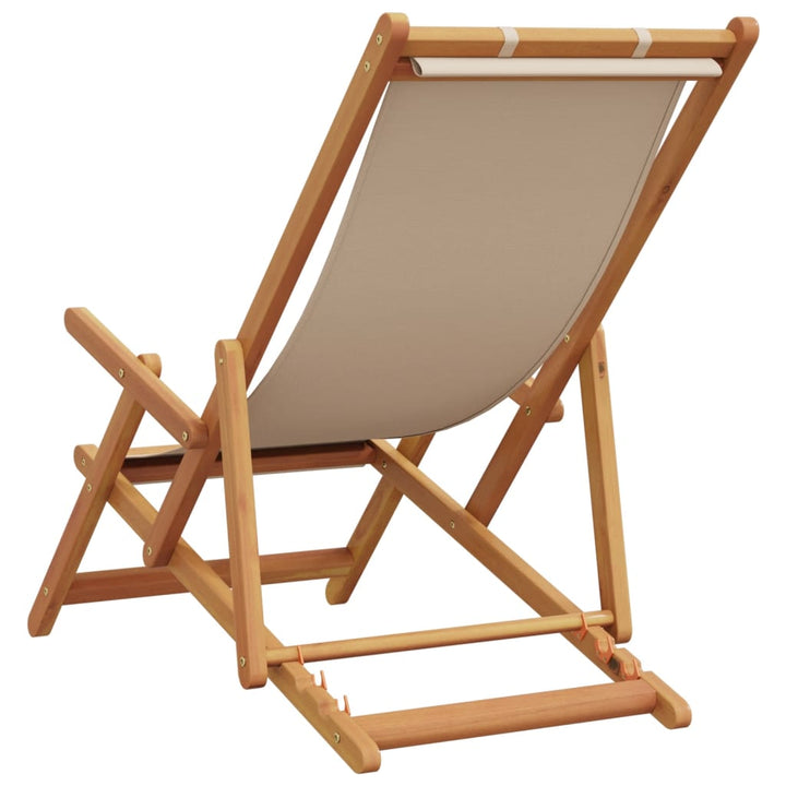 strandstole 2 stk. foldbar stof og massivt træ beige