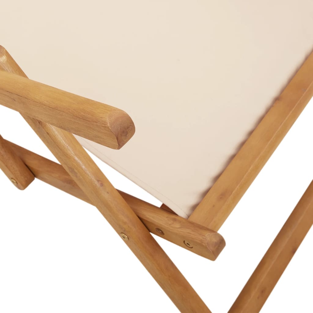 strandstole 2 stk. foldbar stof og massivt træ beige