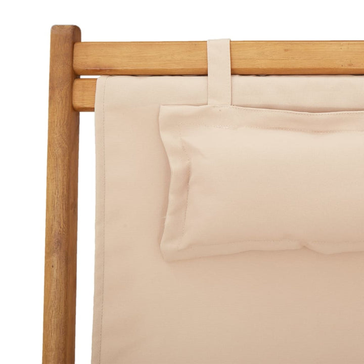strandstole 2 stk. foldbar stof og massivt træ beige