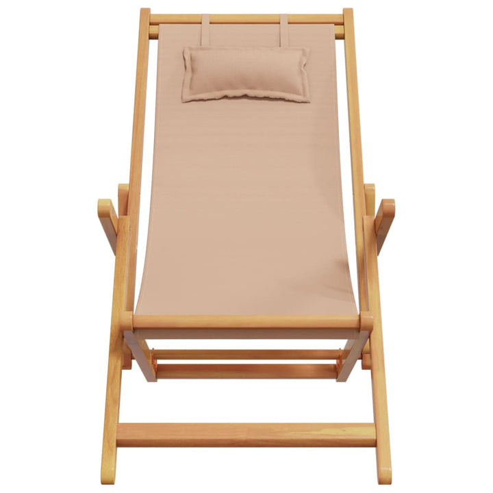 strandstole 2 stk. foldbar stof og massivt træ gråbrun