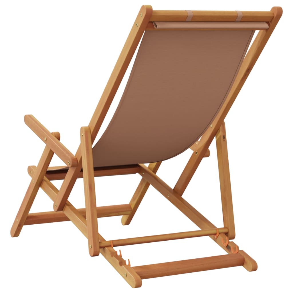 strandstole 2 stk. foldbar stof og massivt træ gråbrun