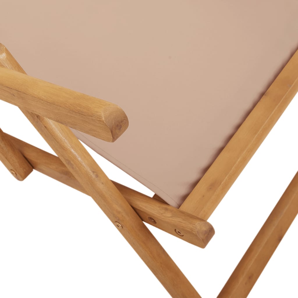 strandstole 2 stk. foldbar stof og massivt træ gråbrun