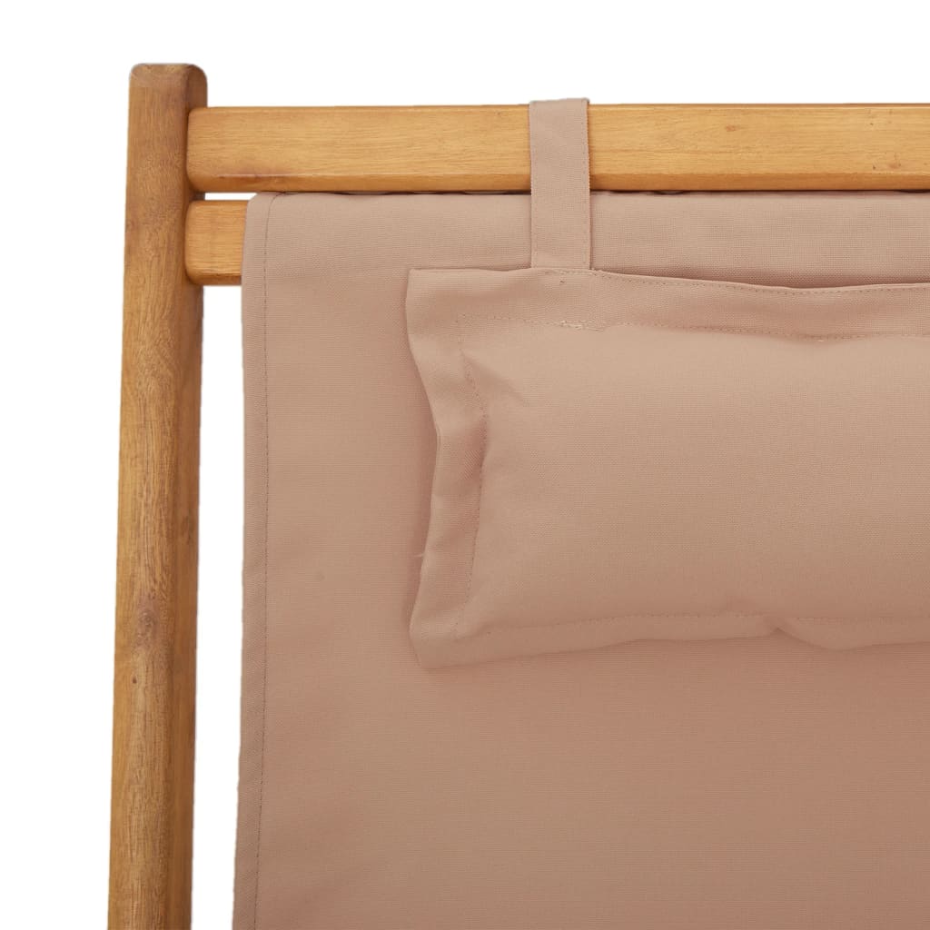 strandstole 2 stk. foldbar stof og massivt træ gråbrun
