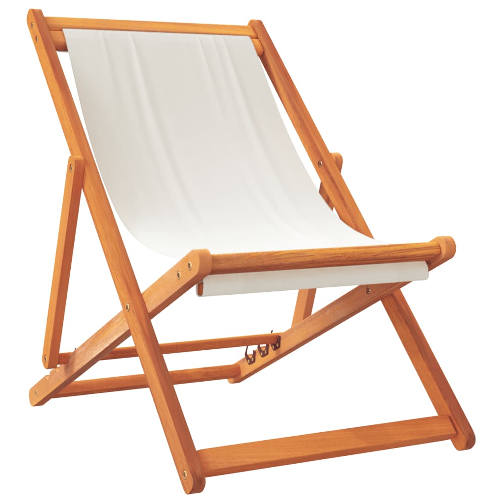 strandstole 2 stk. foldbare stof cremehvid