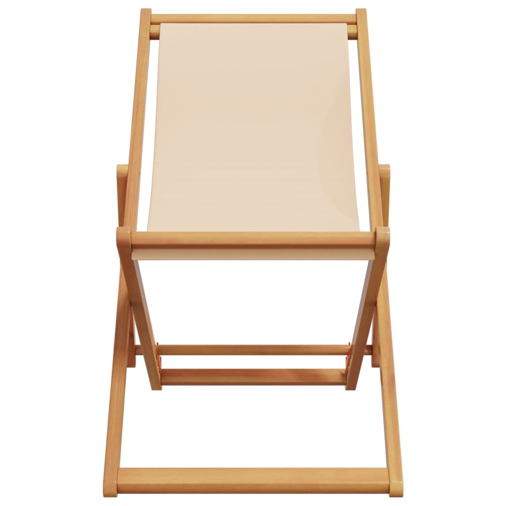 strandstole 2 stk. foldbar stof og massivt træ beige