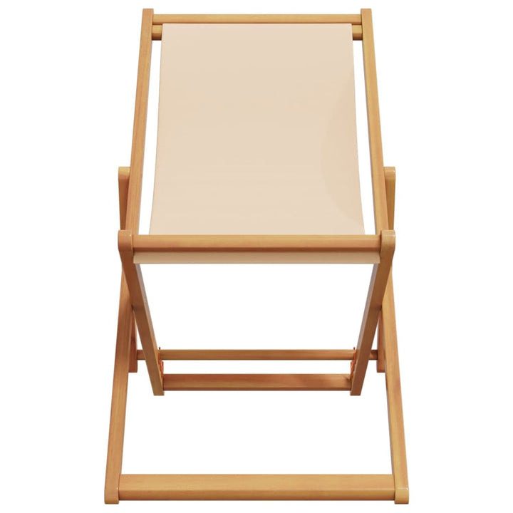 strandstole 2 stk. foldbar stof og massivt træ beige