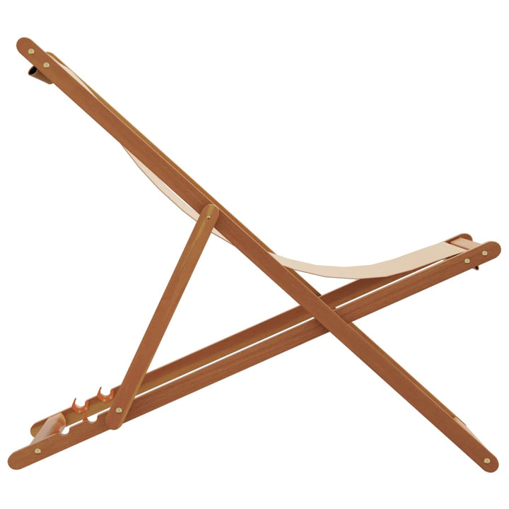strandstole 2 stk. foldbar stof og massivt træ beige