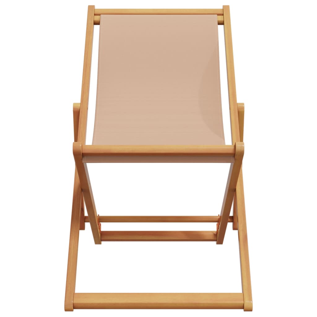 strandstole 2 stk. foldbar stof og massivt træ gråbrun