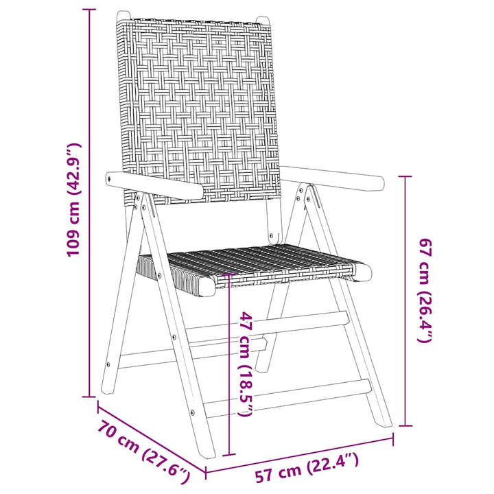 havestole 4 stk. med lænefunktion polyrattan sort