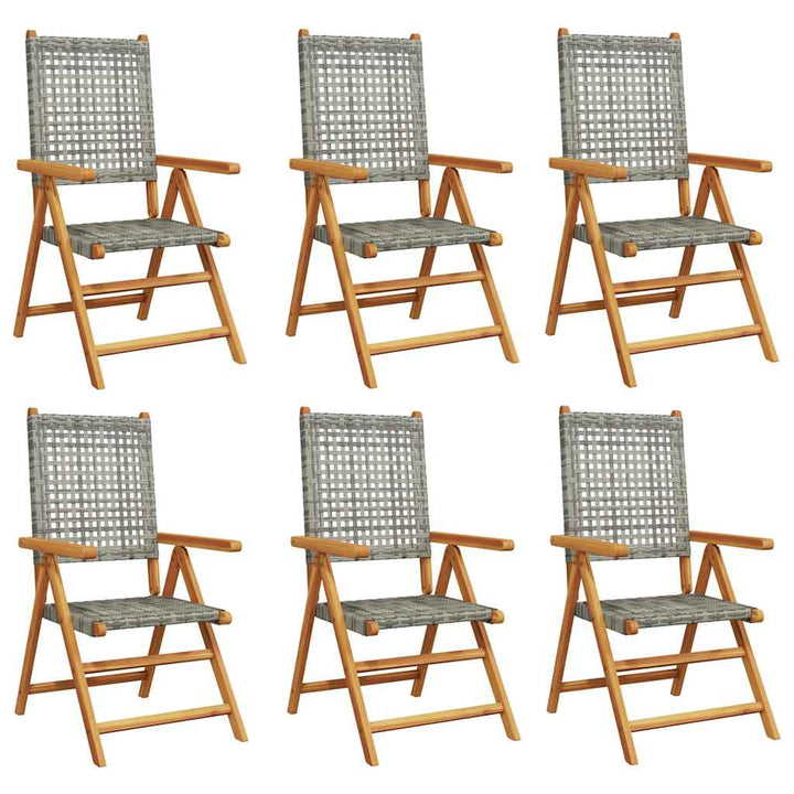 havestole 6 stk. med lænefunktion polyrattan grå