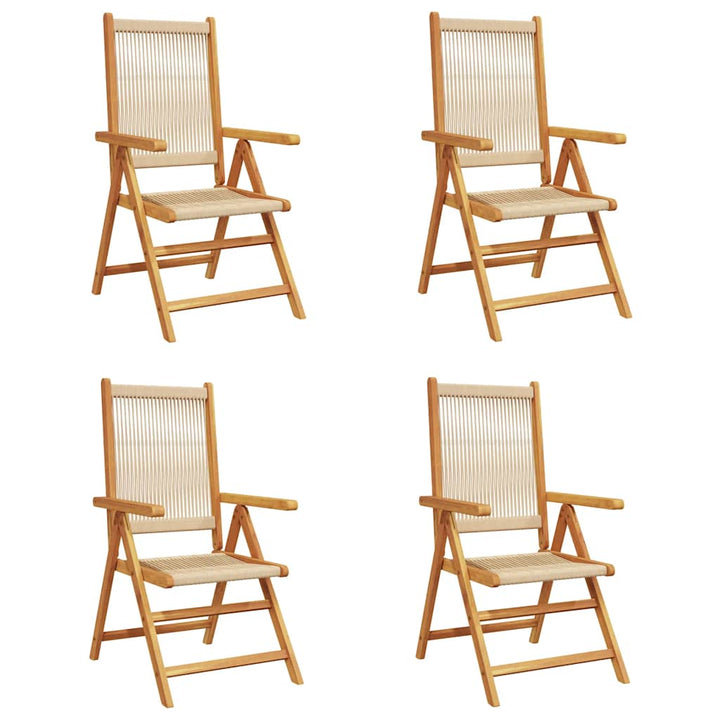 havestole 4 stk. med lænefunktion massivt akacietræ beige