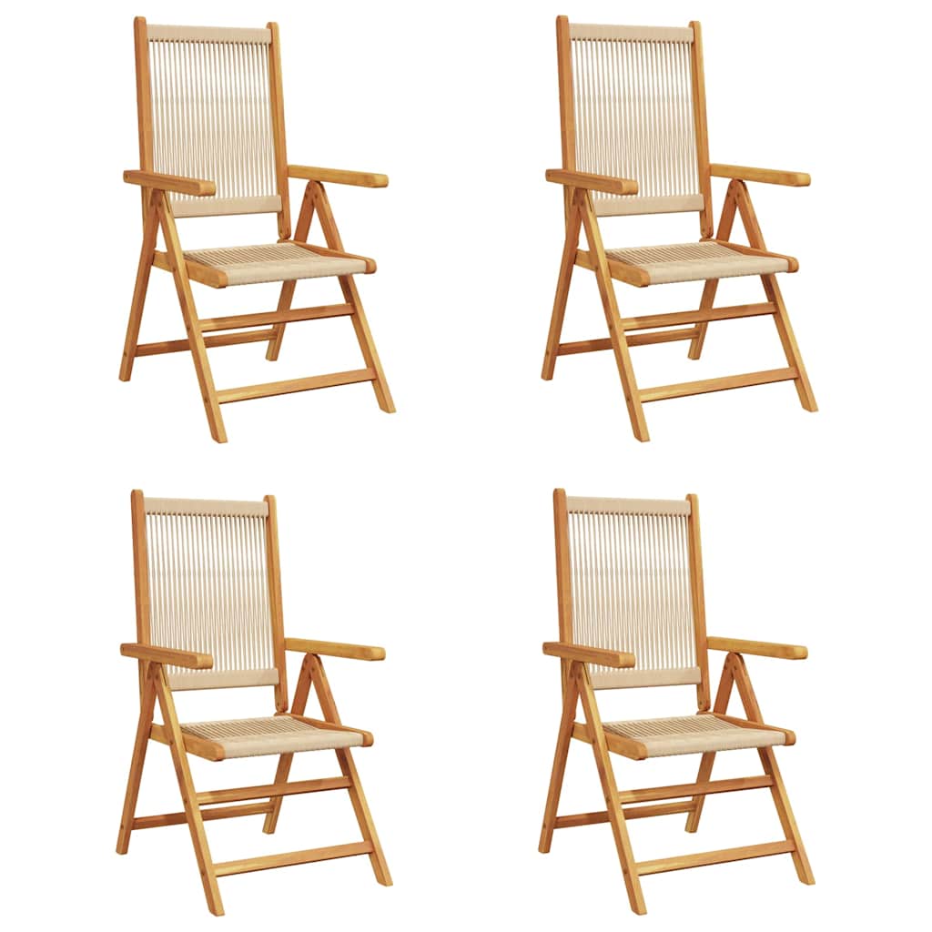 Klapstole i beige, massivt træ, 4 stk.
