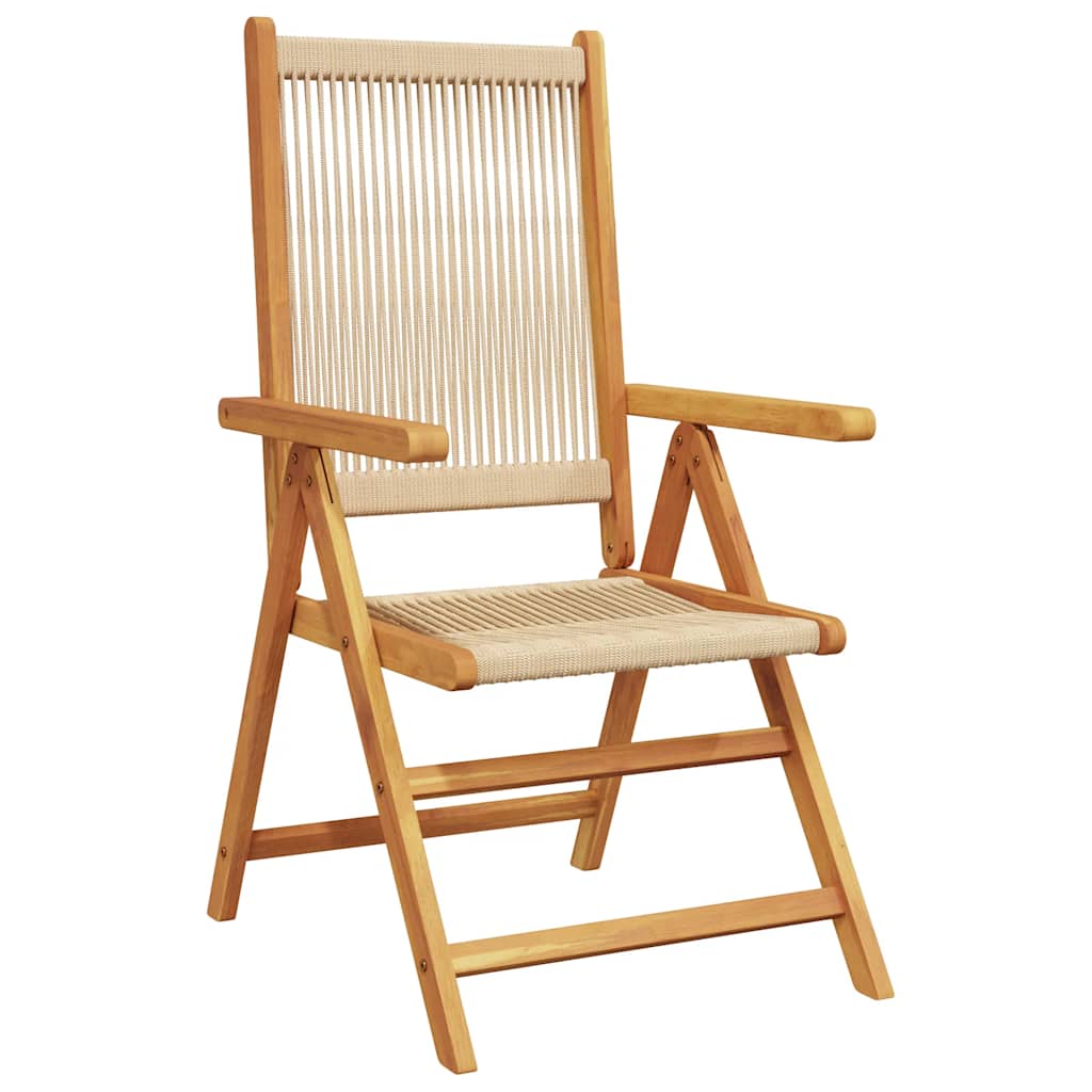 havestole 4 stk. med lænefunktion massivt akacietræ beige