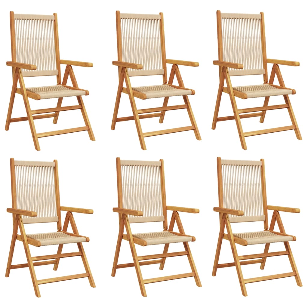 Klapstole 6 stk. beige massivt træ akacie