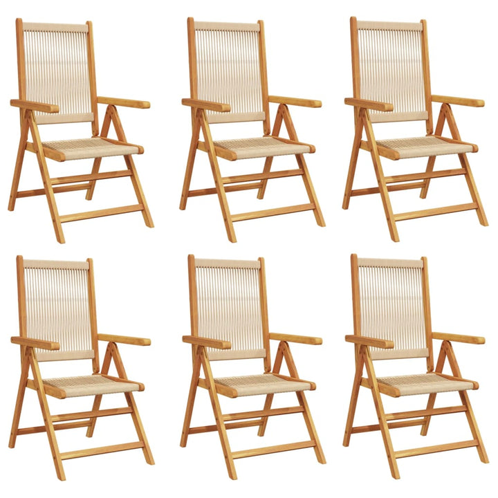 Klapstole 6 stk. beige massivt træ akacie