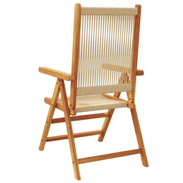 havestole 6 stk. med lænefunktion massivt akacietræ beige