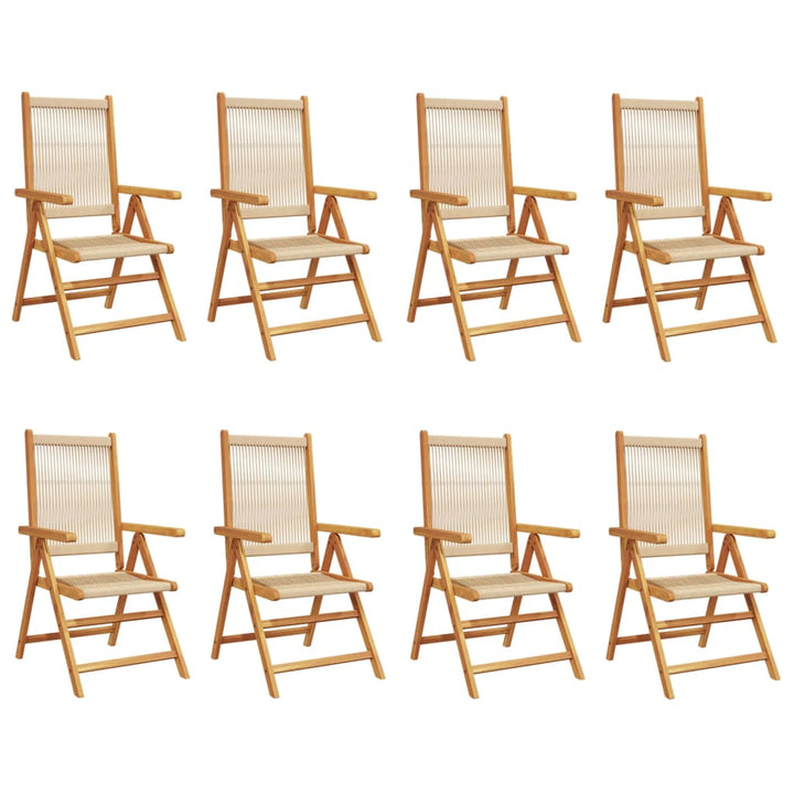 Klapstole i beige, massivt akacietræ, 8 stk.