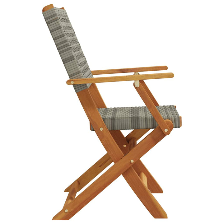 havestole 8 stk. foldbar polyrattan og massivt træ grå
