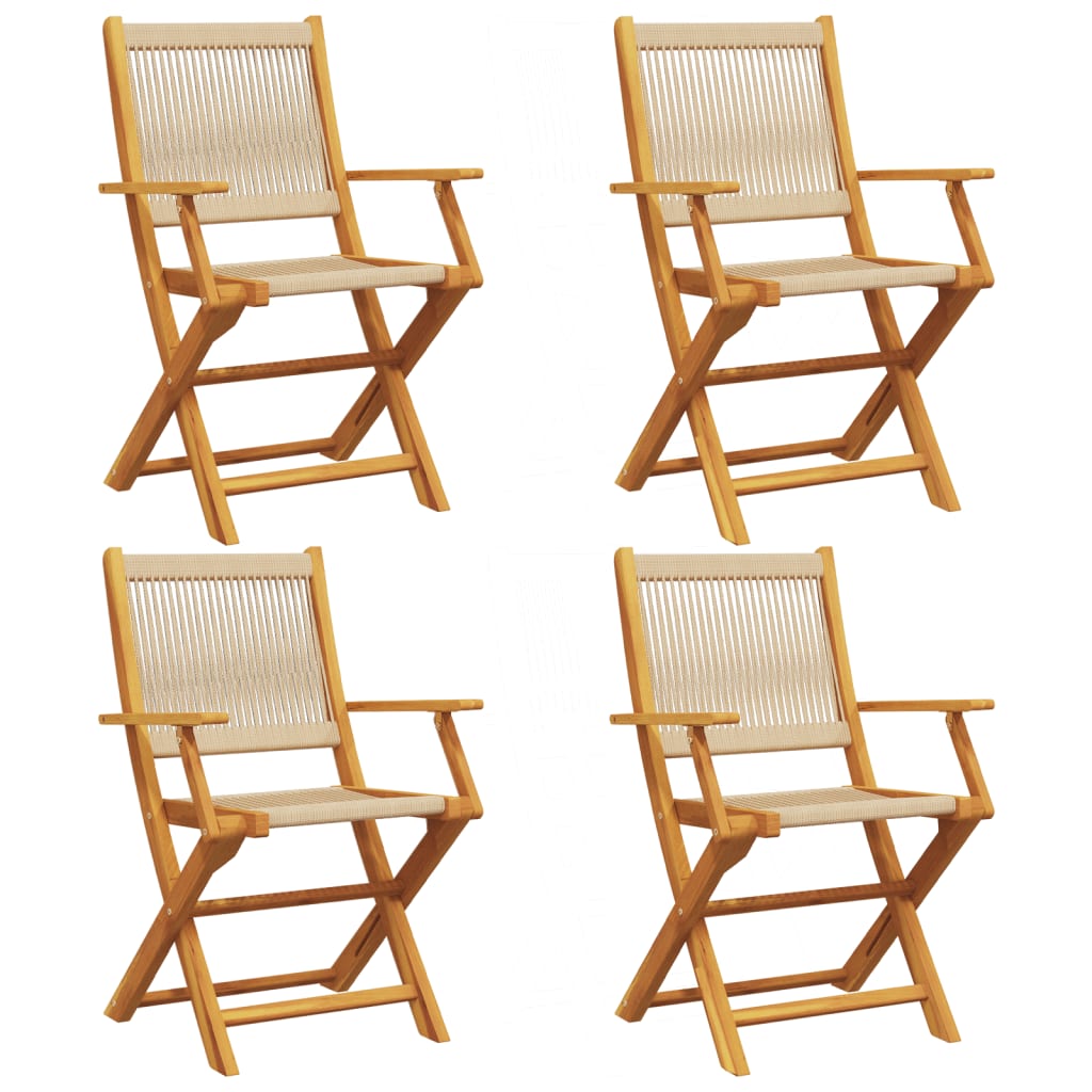 havestole 4 stk. foldbar massivt akacietræ beige