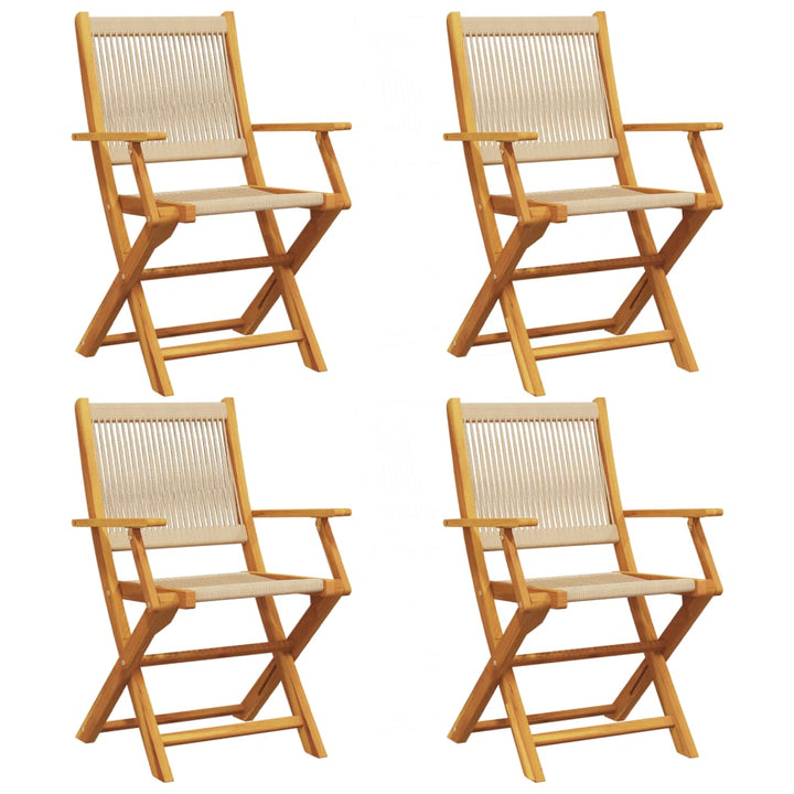 havestole 4 stk. foldbar massivt akacietræ beige