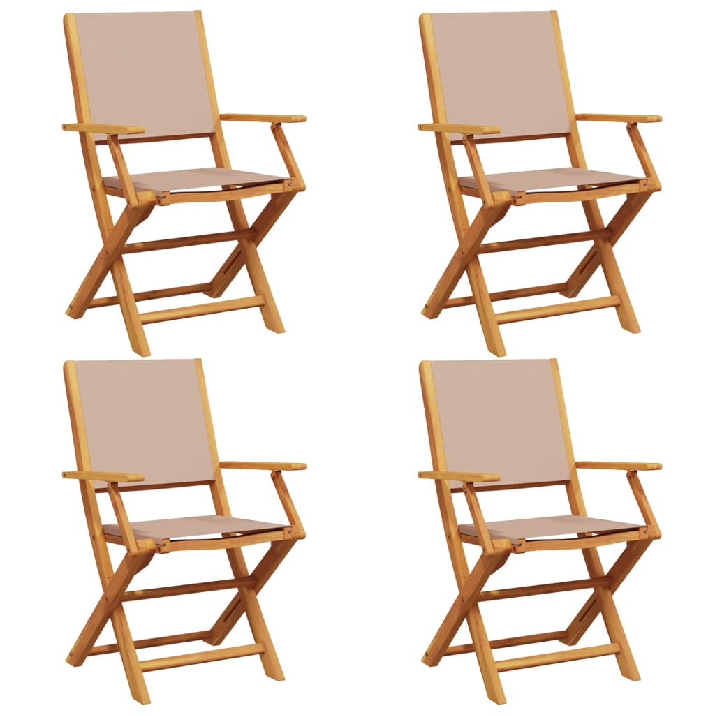 Klapstole 4 stk. Taupe stof og massivt træ