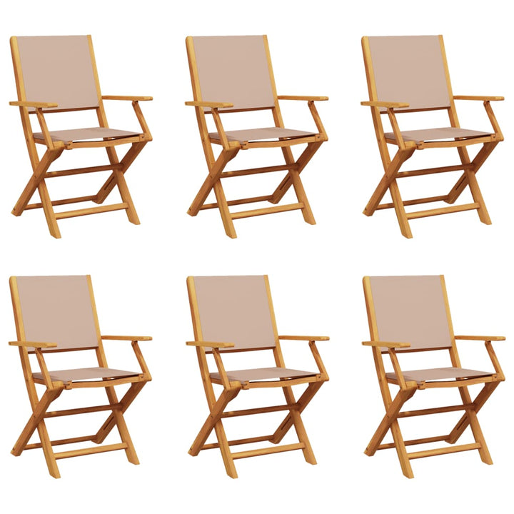 Klapstole 6 stk. Taupe stof og massivt træ