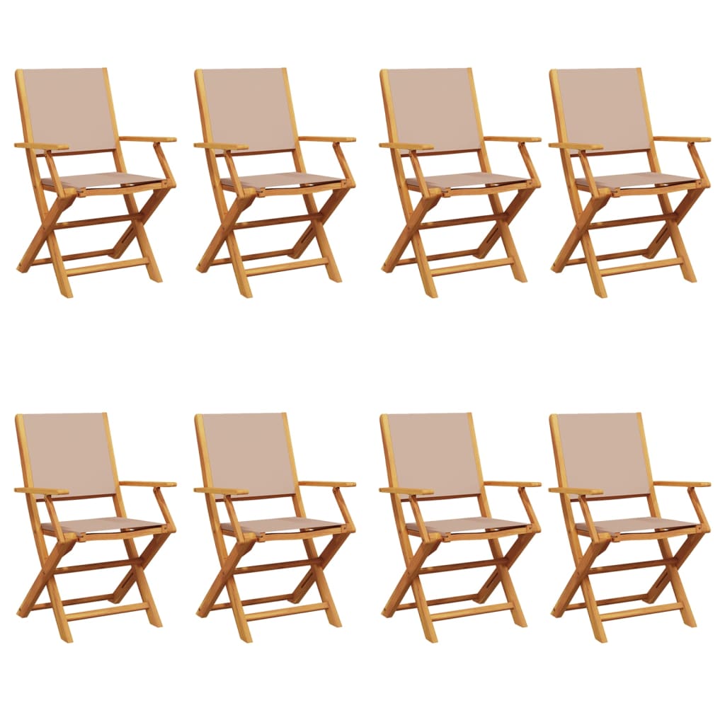 Klapstole 8 stk. Taupe stof og massivt træ