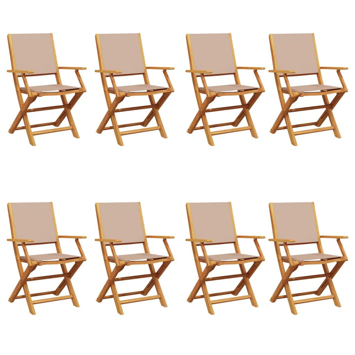 Klapstole 8 stk. Taupe stof og massivt træ