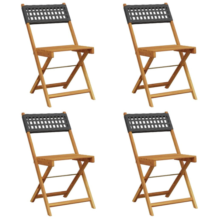 Klapstole 4 stk. sort polyrattan og massivt træ