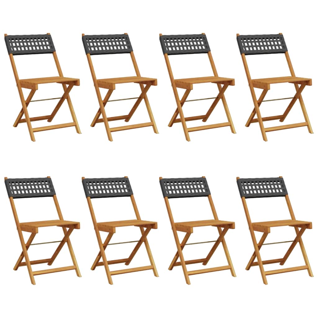 foldbare havestole 8 stk. polyrattan sort