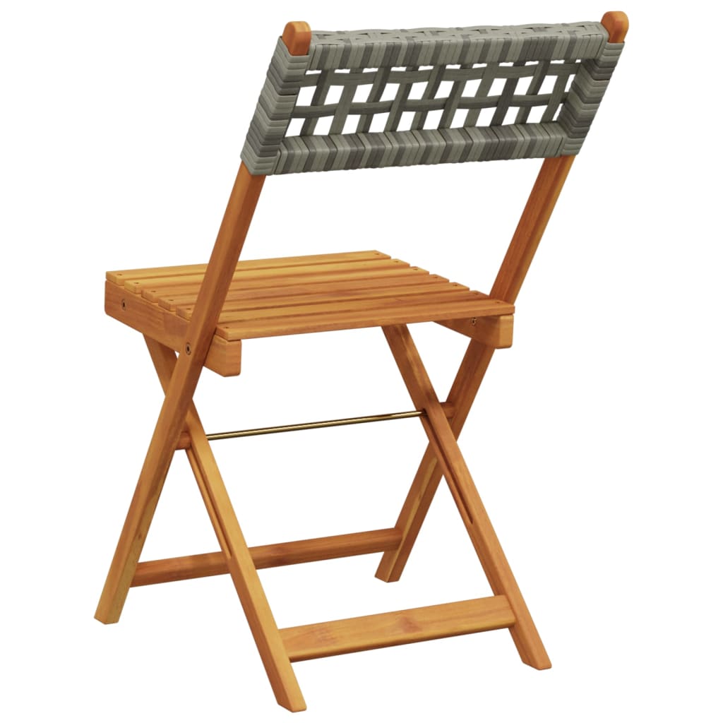havestole 4 stk. foldbar polyrattan og massivt træ grå