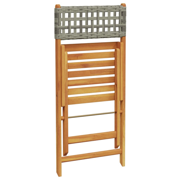 havestole 4 stk. foldbar polyrattan og massivt træ grå