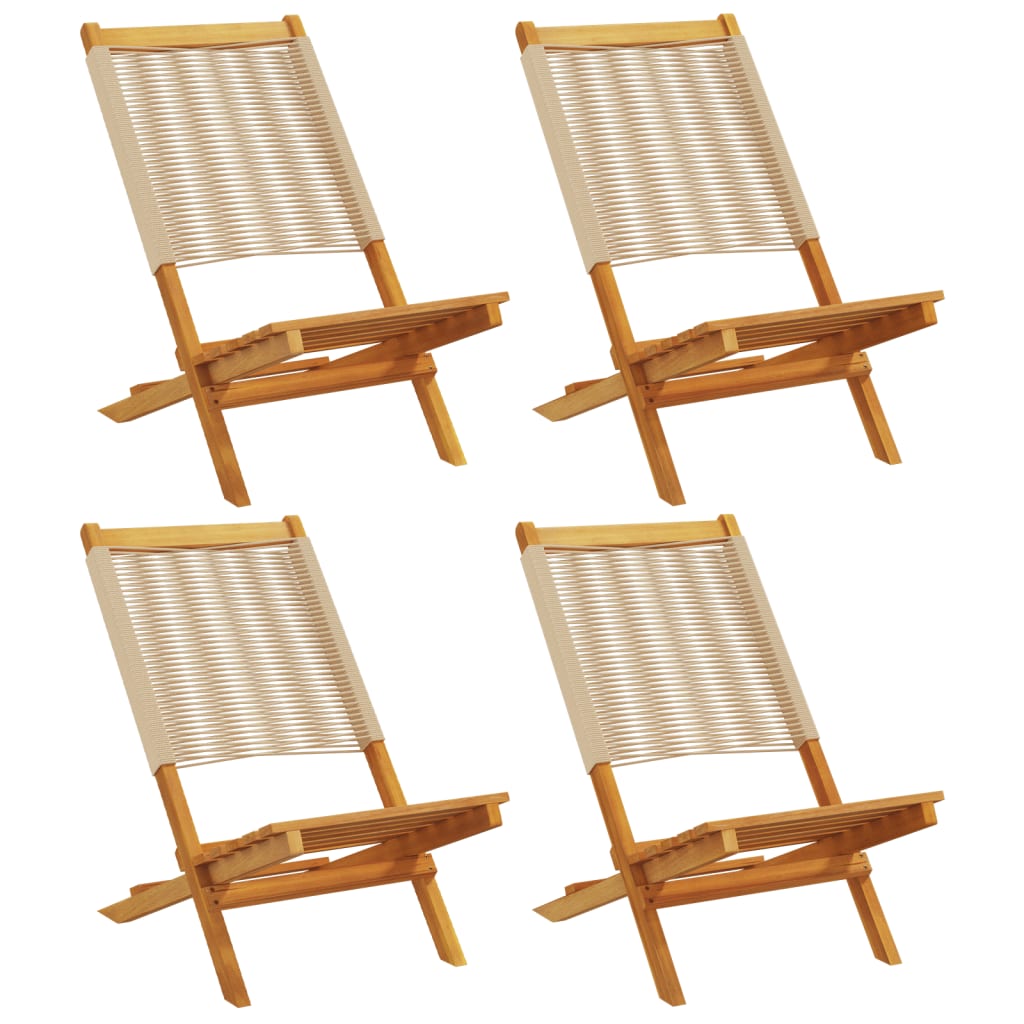 havestole 4 stk. foldbar massivt akacietræ beige