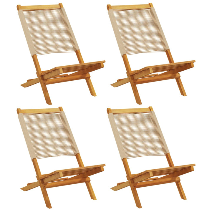 havestole 4 stk. foldbar massivt akacietræ beige