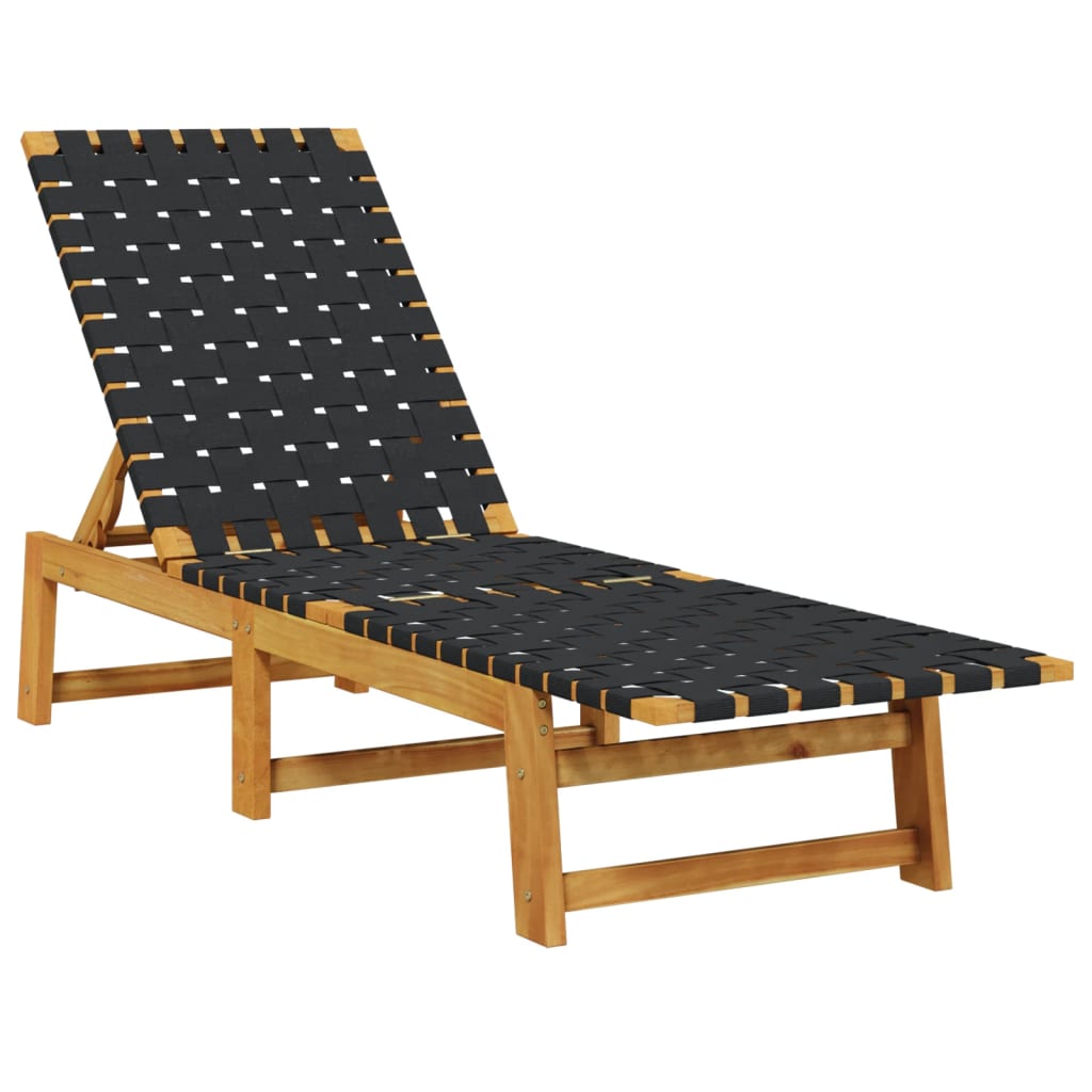 liggestol med bord massivt akacietræ og stof sort