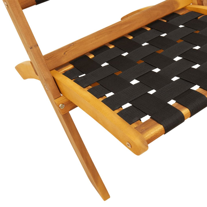 Klapstole 2 stk. med bord sort massivt træ