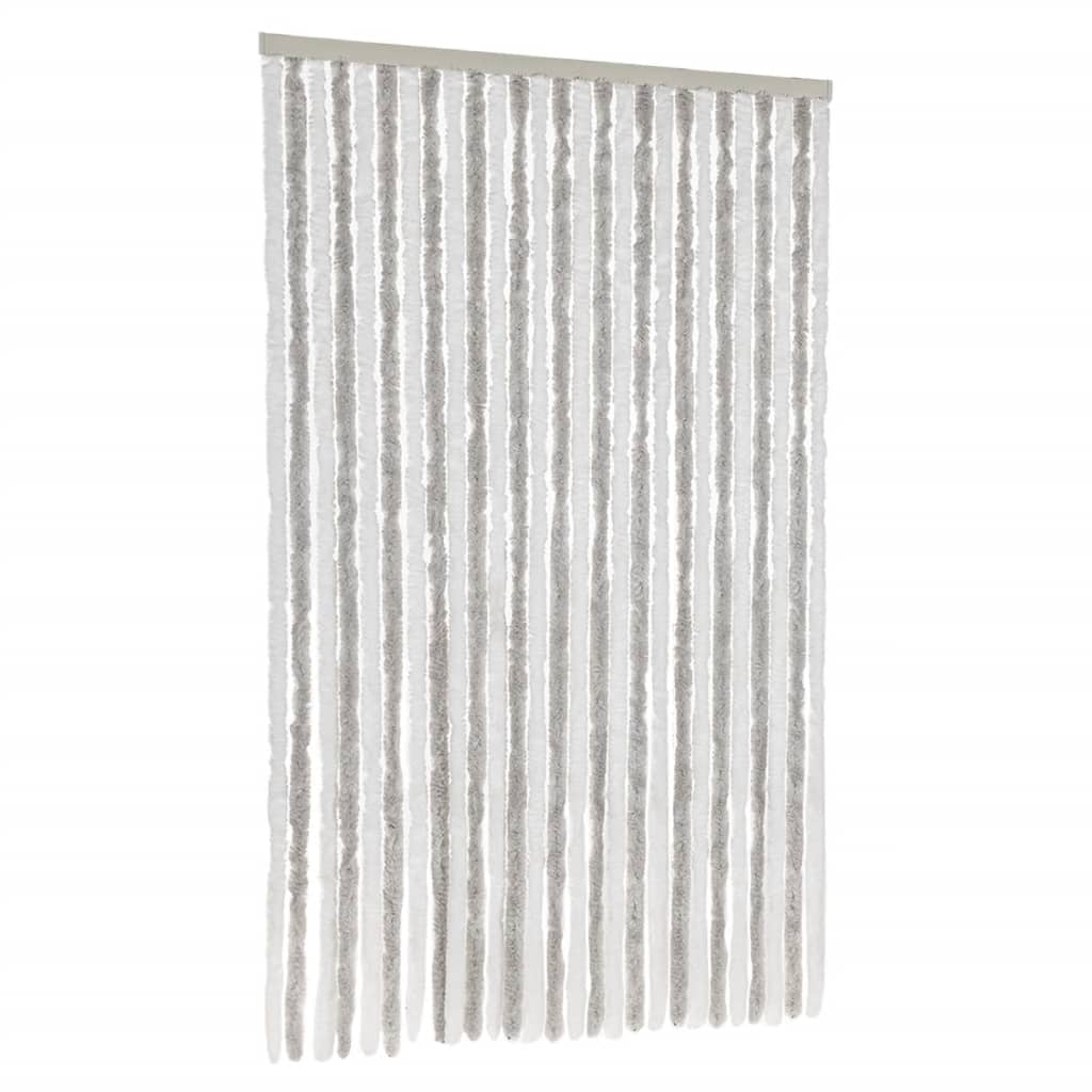 flueforhæng 118x220 cm chenille lysegrå og hvid