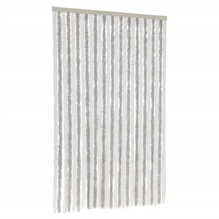 flueforhæng 118x220 cm chenille lysegrå og hvid
