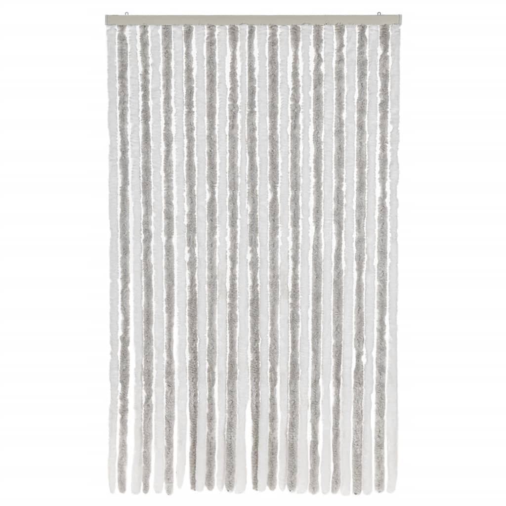 flueforhæng 118x220 cm chenille lysegrå og hvid