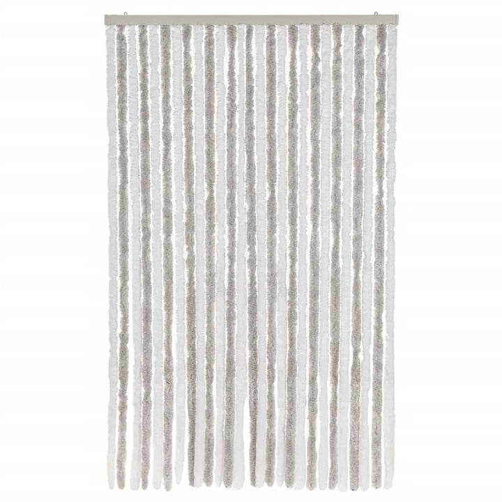 flueforhæng 118x220 cm chenille lysegrå og hvid