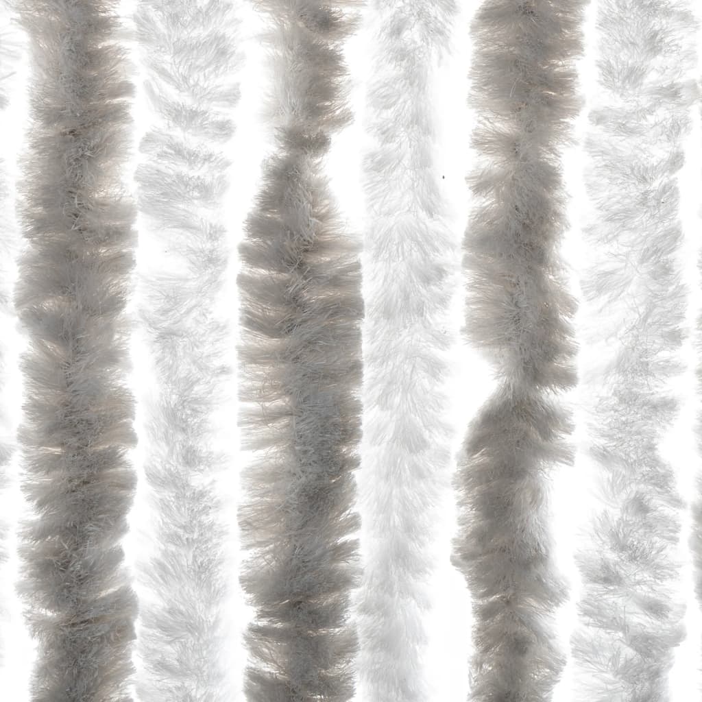 flueforhæng 118x220 cm chenille lysegrå og hvid