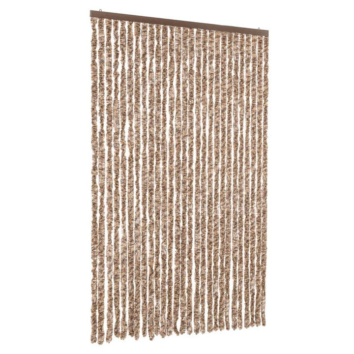 flueforhæng 118x220 cm chenille beige og mørkebrun